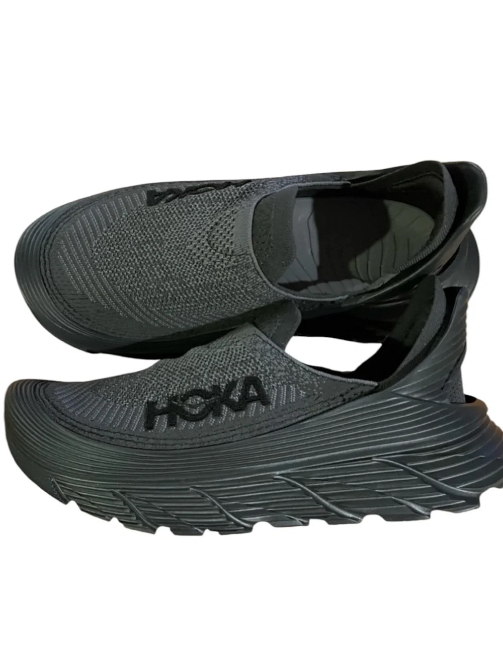 HOKA Restore TC Sneaker Black / Black Mesh Excellent Slip On Size 12